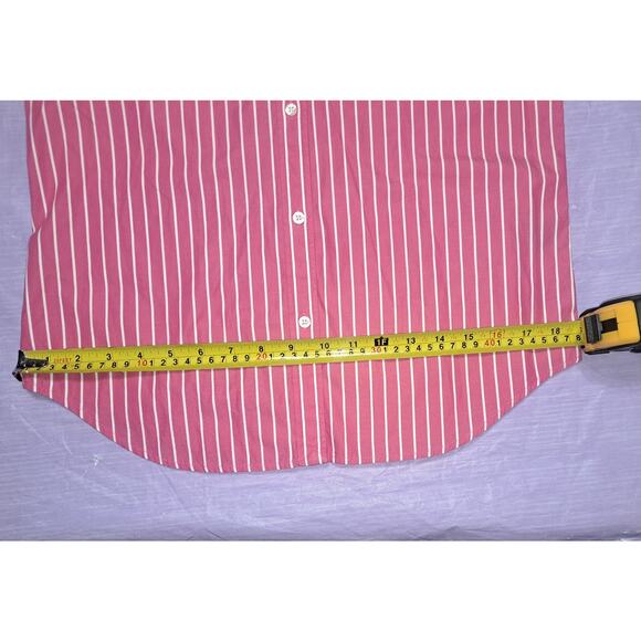 Ladies Vintage Chaps Pink & White Striped Button Down Collar LS Shirt Size M - Picture 10 of 12